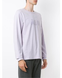 hellviolettes bedrucktes Langarmshirt von Àlg