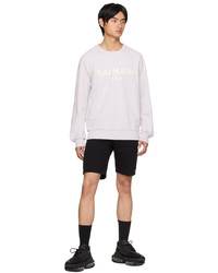 hellviolettes bedrucktes Sweatshirt von Balmain