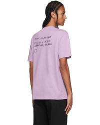 hellviolettes bedrucktes T-Shirt mit einem Rundhalsausschnitt von Moncler Genius