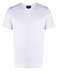 hellviolettes bedrucktes T-Shirt mit einem Rundhalsausschnitt von A.P.C.