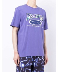 hellviolettes bedrucktes T-Shirt mit einem Rundhalsausschnitt von AAPE BY A BATHING APE