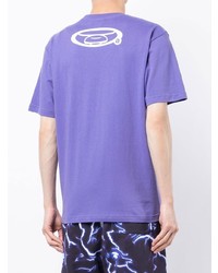 hellviolettes bedrucktes T-Shirt mit einem Rundhalsausschnitt von AAPE BY A BATHING APE