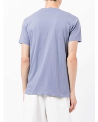 hellviolettes bedrucktes T-Shirt mit einem Rundhalsausschnitt von Emporio Armani