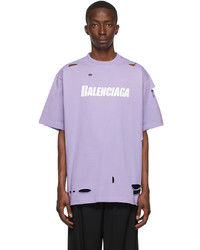 hellviolettes bedrucktes T-Shirt mit einem Rundhalsausschnitt von Balenciaga