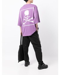 hellviolettes bedrucktes T-Shirt mit einem Rundhalsausschnitt von Mastermind World