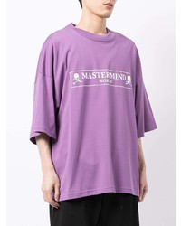 hellviolettes bedrucktes T-Shirt mit einem Rundhalsausschnitt von Mastermind World