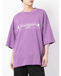 hellviolettes bedrucktes T-Shirt mit einem Rundhalsausschnitt von Mastermind World