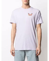 hellviolettes bedrucktes T-Shirt mit einem Rundhalsausschnitt von RIPNDIP