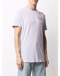 hellviolettes bedrucktes T-Shirt mit einem Rundhalsausschnitt von RIPNDIP