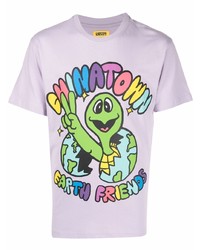 hellviolettes bedrucktes T-Shirt mit einem Rundhalsausschnitt von Chinatown Market