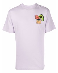 hellviolettes bedrucktes T-Shirt mit einem Rundhalsausschnitt von Chinatown Market
