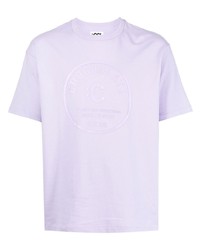 hellviolettes bedrucktes T-Shirt mit einem Rundhalsausschnitt von Chocoolate