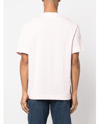hellviolettes bedrucktes T-Shirt mit einem Rundhalsausschnitt von Lacoste