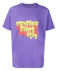 hellviolettes bedrucktes T-Shirt mit einem Rundhalsausschnitt von CRENSHAW SKATE CLUB
