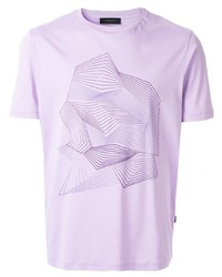 hellviolettes bedrucktes T-Shirt mit einem Rundhalsausschnitt von D'urban