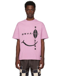 hellviolettes bedrucktes T-Shirt mit einem Rundhalsausschnitt von DEVÁ STATES