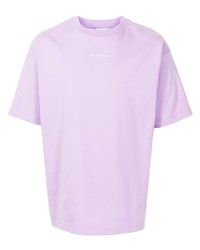 hellviolettes bedrucktes T-Shirt mit einem Rundhalsausschnitt von Drôle De Monsieur