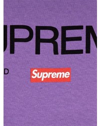 hellviolettes bedrucktes T-Shirt mit einem Rundhalsausschnitt von Supreme