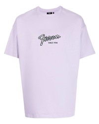 hellviolettes bedrucktes T-Shirt mit einem Rundhalsausschnitt von FIVE CM