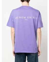 hellviolettes bedrucktes T-Shirt mit einem Rundhalsausschnitt von Ih Nom Uh Nit