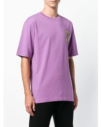 hellviolettes bedrucktes T-Shirt mit einem Rundhalsausschnitt von Thames