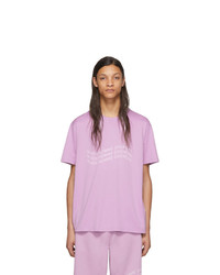 hellviolettes bedrucktes T-Shirt mit einem Rundhalsausschnitt von Givenchy
