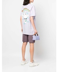 hellviolettes bedrucktes T-Shirt mit einem Rundhalsausschnitt von RIPNDIP