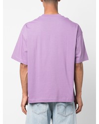 hellviolettes bedrucktes T-Shirt mit einem Rundhalsausschnitt von Carhartt WIP