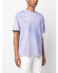 hellviolettes bedrucktes T-Shirt mit einem Rundhalsausschnitt von Objects IV Life