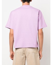 hellviolettes bedrucktes T-Shirt mit einem Rundhalsausschnitt von Jacquemus