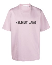 hellviolettes bedrucktes T-Shirt mit einem Rundhalsausschnitt von Helmut Lang