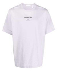 hellviolettes bedrucktes T-Shirt mit einem Rundhalsausschnitt von Helmut Lang