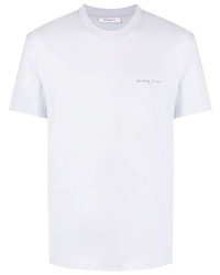 hellviolettes bedrucktes T-Shirt mit einem Rundhalsausschnitt von Ih Nom Uh Nit
