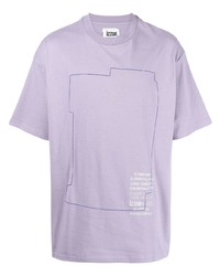 hellviolettes bedrucktes T-Shirt mit einem Rundhalsausschnitt von Izzue