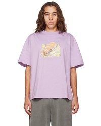 hellviolettes bedrucktes T-Shirt mit einem Rundhalsausschnitt von Jacquemus