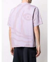 hellviolettes bedrucktes T-Shirt mit einem Rundhalsausschnitt von Kenzo