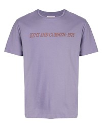 hellviolettes bedrucktes T-Shirt mit einem Rundhalsausschnitt von Kent & Curwen