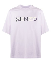 hellviolettes bedrucktes T-Shirt mit einem Rundhalsausschnitt von Kenzo