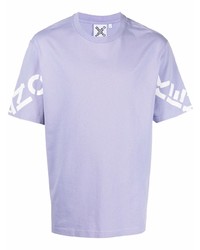 hellviolettes bedrucktes T-Shirt mit einem Rundhalsausschnitt von Kenzo