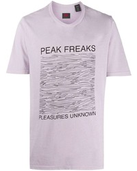 hellviolettes bedrucktes T-Shirt mit einem Rundhalsausschnitt von Levi's
