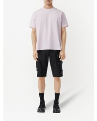 hellviolettes bedrucktes T-Shirt mit einem Rundhalsausschnitt von Burberry