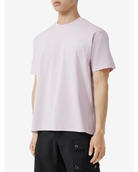 hellviolettes bedrucktes T-Shirt mit einem Rundhalsausschnitt von Burberry