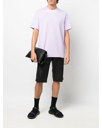 hellviolettes bedrucktes T-Shirt mit einem Rundhalsausschnitt von MSGM