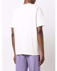 hellviolettes bedrucktes T-Shirt mit einem Rundhalsausschnitt von MSGM