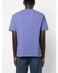 hellviolettes bedrucktes T-Shirt mit einem Rundhalsausschnitt von A.P.C.