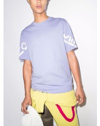 hellviolettes bedrucktes T-Shirt mit einem Rundhalsausschnitt von Kenzo