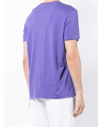 hellviolettes bedrucktes T-Shirt mit einem Rundhalsausschnitt von Armani Exchange