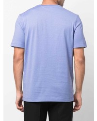 hellviolettes bedrucktes T-Shirt mit einem Rundhalsausschnitt von Salvatore Ferragamo