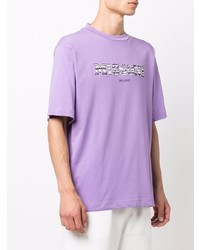 hellviolettes bedrucktes T-Shirt mit einem Rundhalsausschnitt von Missoni