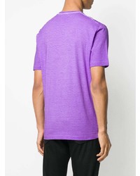 hellviolettes bedrucktes T-Shirt mit einem Rundhalsausschnitt von DSQUARED2